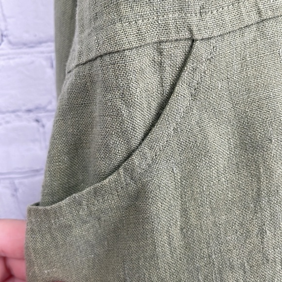 Flax Army Sage Green 100% Linen Button Down Top Size Medium - Picture 4 of 7